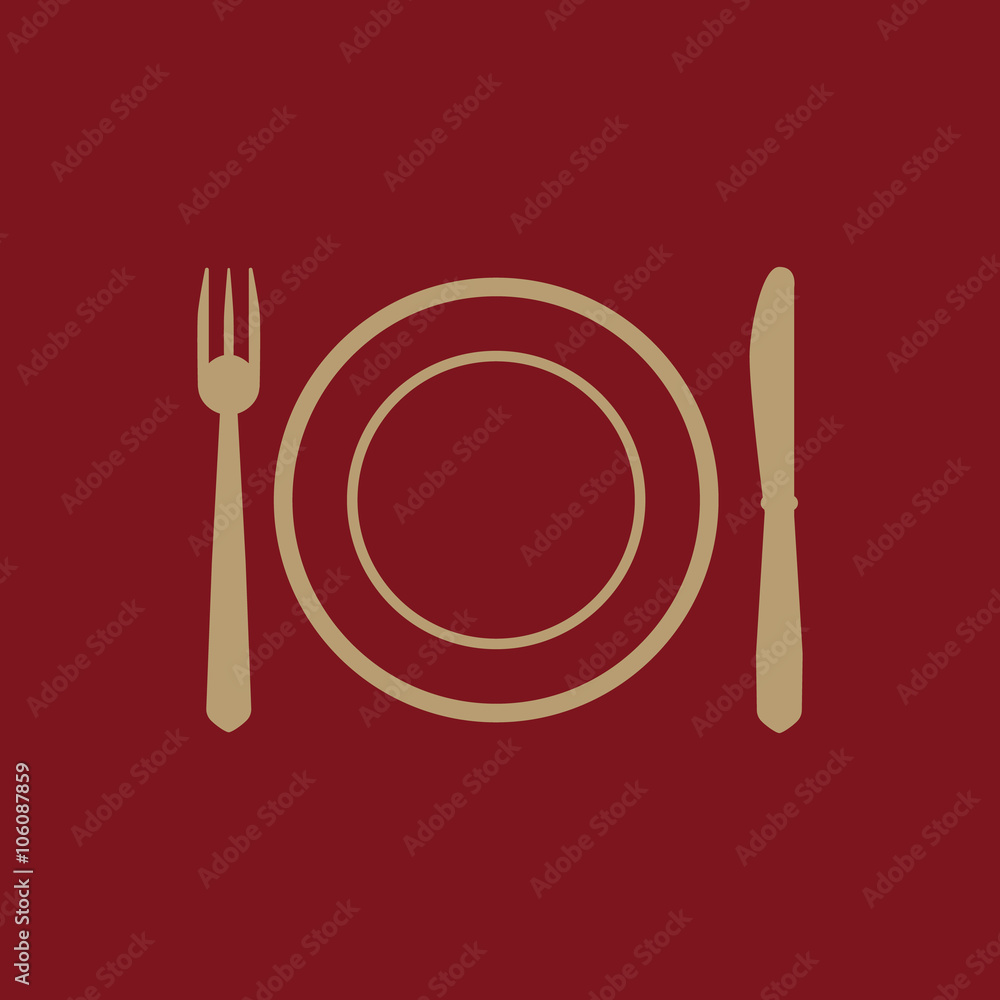 The Plate dish with fork and knife icon. The Plate dish with fork and knife icon.