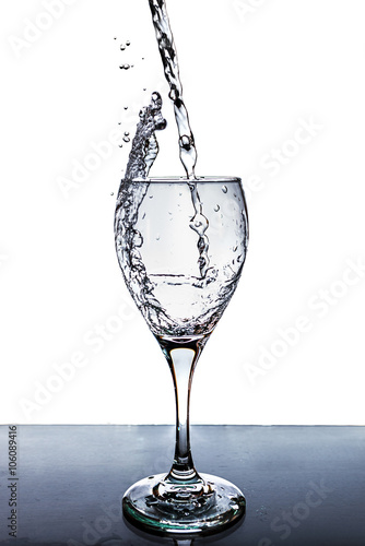 Water in glass with water splash