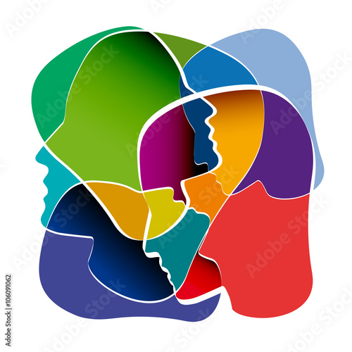 People in confusion. Concept of fusion of thoughts