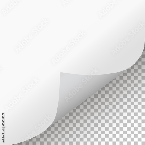 Page curl with shadow on isolated background