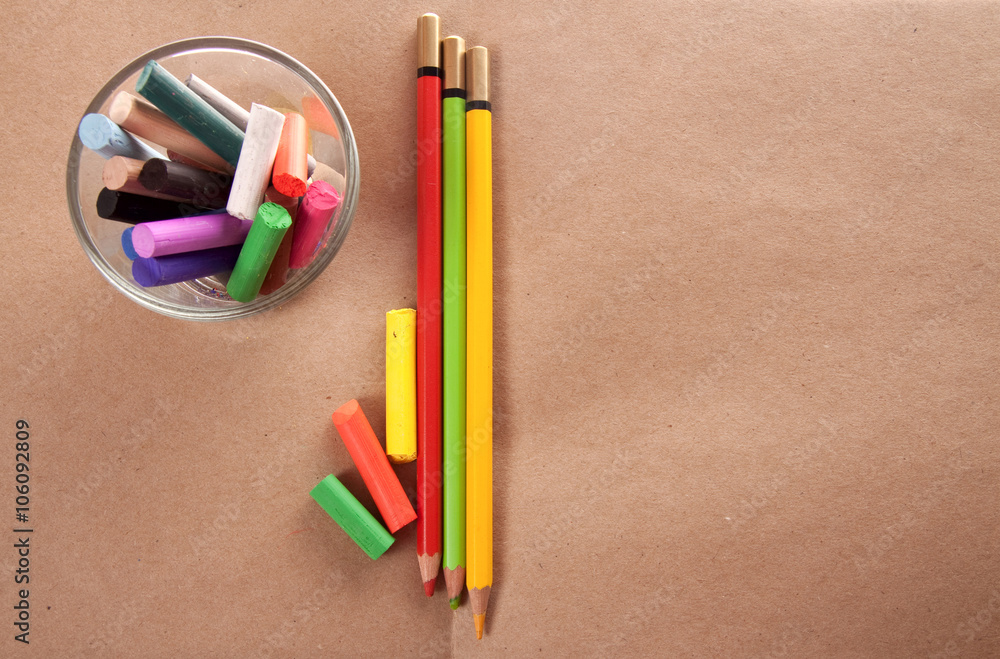 color chalk and pencil on paper color chalk and pencil on paper