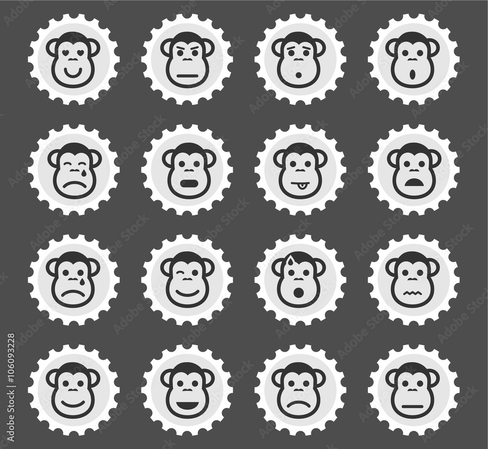 Monkey emotions simply icons Monkey emotions simply icons