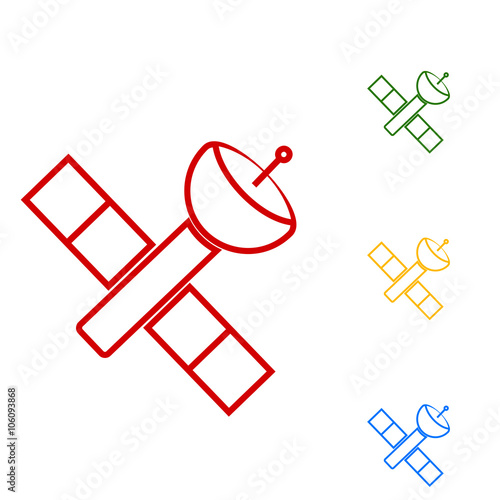 Satellite sign. Set of line icons