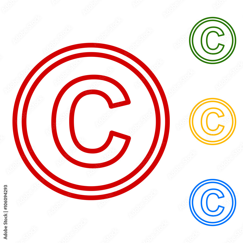 Fototapeta premium Copyright sign. Set of line icons