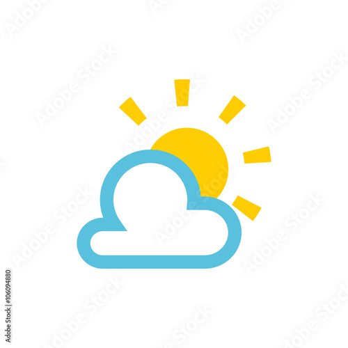 Sunny and cloudy, weather line icon.