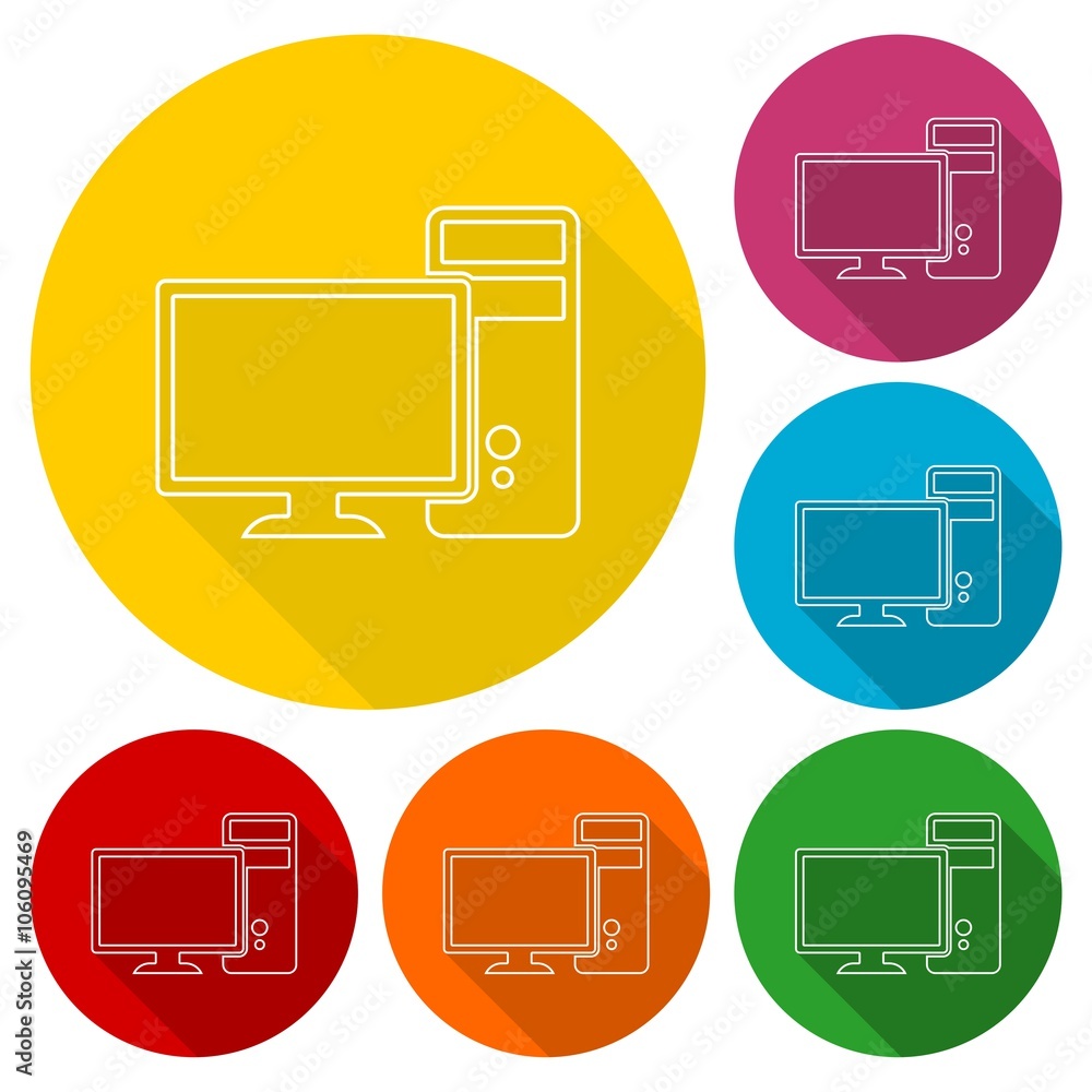 Computer icons set with long shadow Computer icons set with long shadow