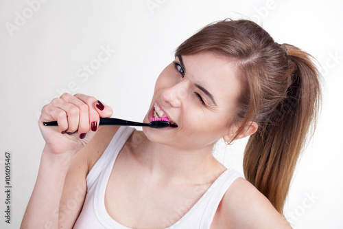 girl with a toothbrush