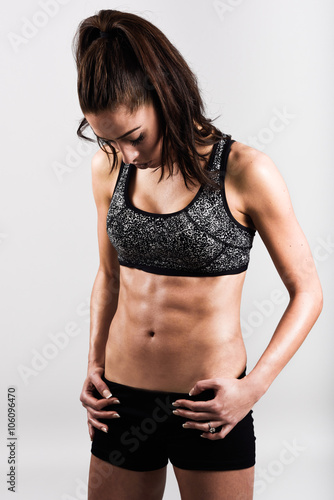 Young sport sexy fitness woman body on white background © javiindy