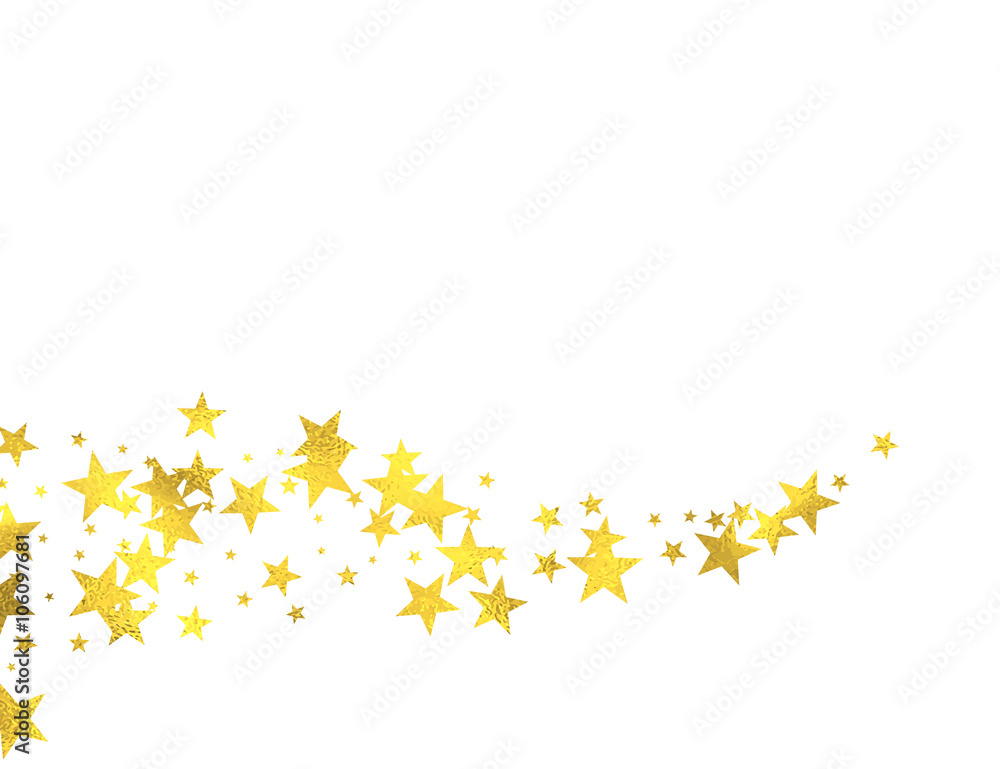 Gold glittering wave with foil stars isolated on white background, vector design elements Gold glittering wave with foil stars isolated on white background, vector design elements