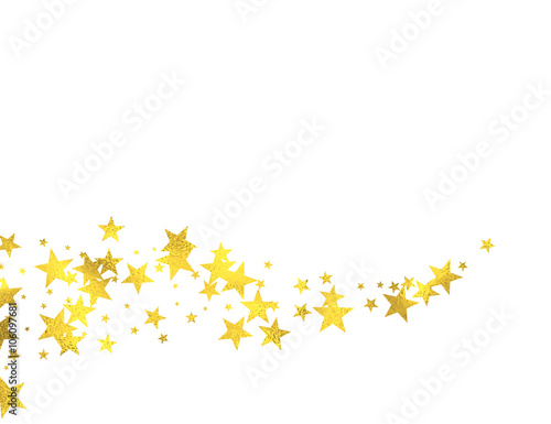 Gold glittering wave with foil stars isolated on white background, vector design elements