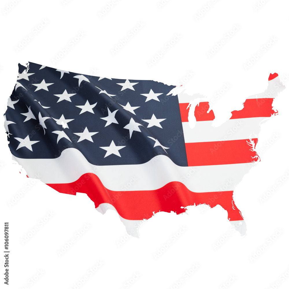 Fototapeta premium Series of border alike shaped ruffled flags - United States of America