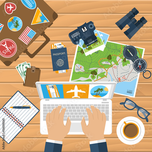 Travel planning. Trip plan vector.