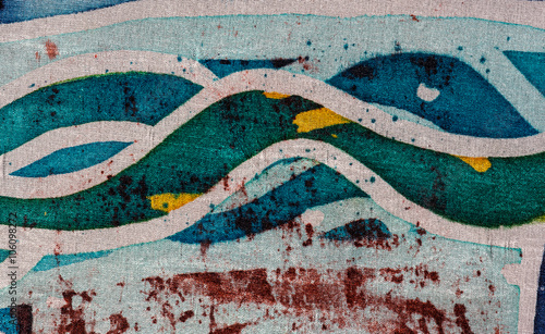 Waves, hot batik, background texture, handmade on silk, abstract surrealism art