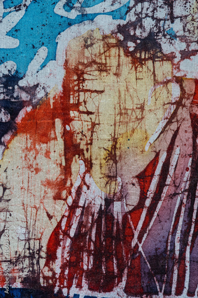 Fototapeta premium Stripes, hot batik, background texture, handmade on silk, abstract surrealism art