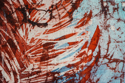 Stripes, hot batik, background texture, handmade on silk, abstract surrealism art