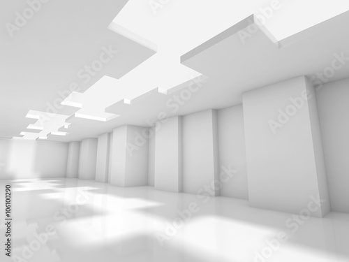 Abstract white modern office interior 3d design