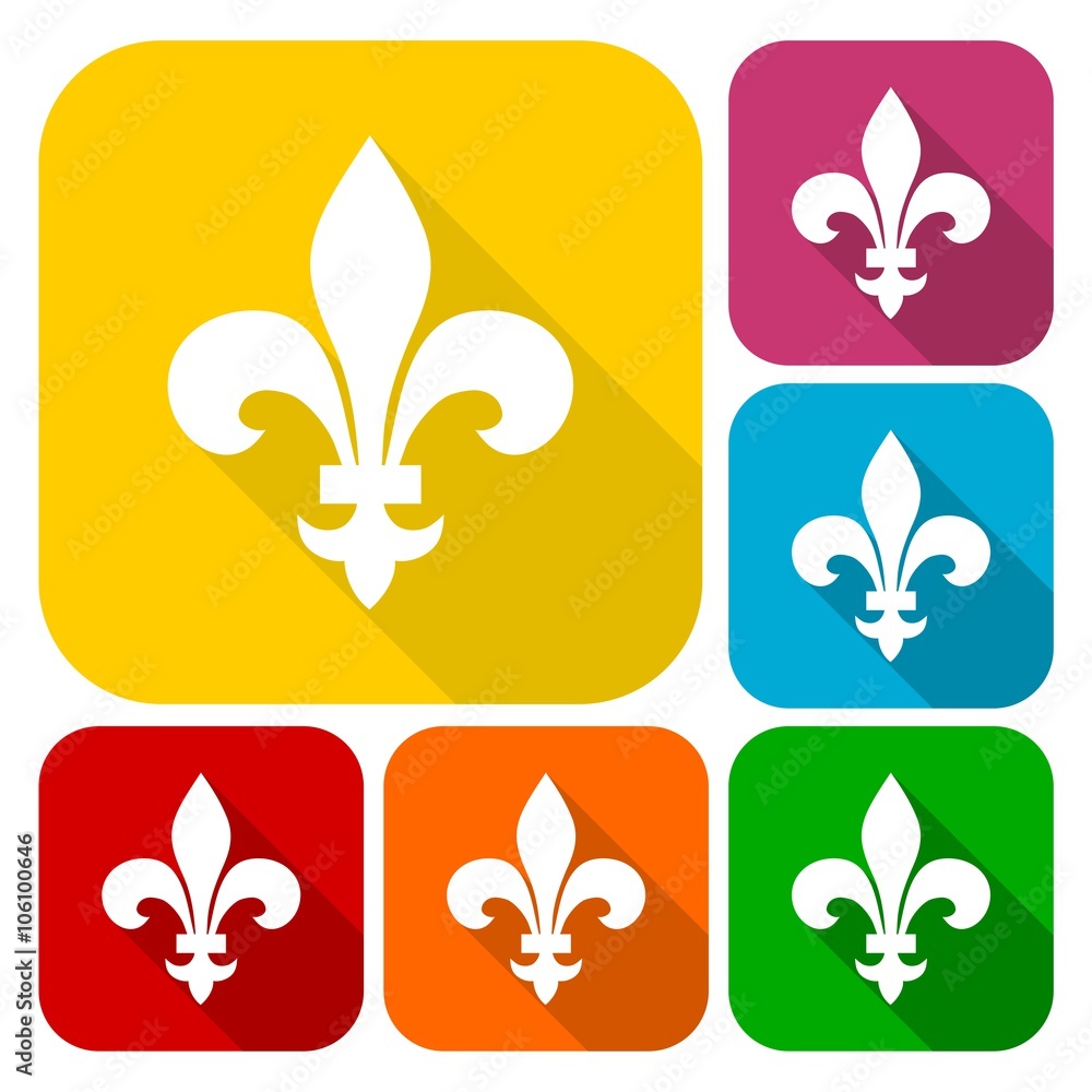 Fleur de lis icons set with long shadow Fleur de lis icons set with long shadow