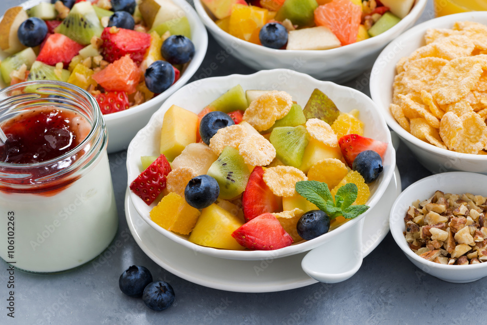 healthy breakfast with fruit salad healthy breakfast with fruit salad