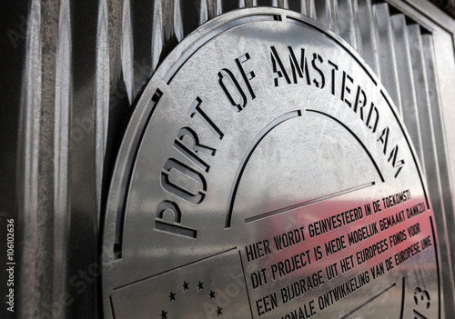 Photography AMSTERDAM, NETHERLANDS - MARCH 15, 2016 Amsterdam Port - symbol made in metal on March 15, 2016 in Amsterdam - Netherland
