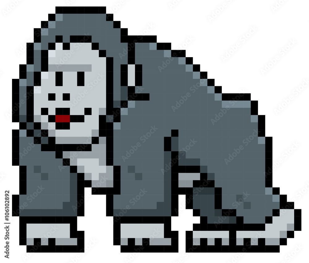 Vector illustration of Gorilla Cartoon - Pixel design Vector illustration of Gorilla Cartoon - Pixel design