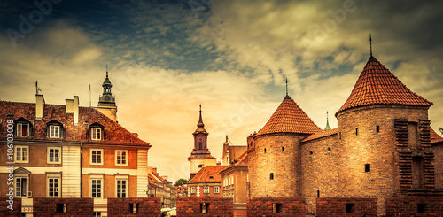 Old buildings and structures. Warsaw Attractions. Sights. Urban landscape. Old castle