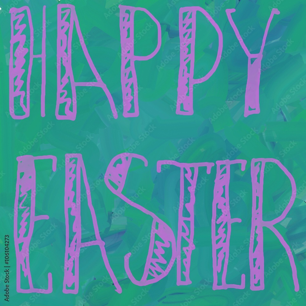 Fototapeta premium Happy Easter Pink on Green