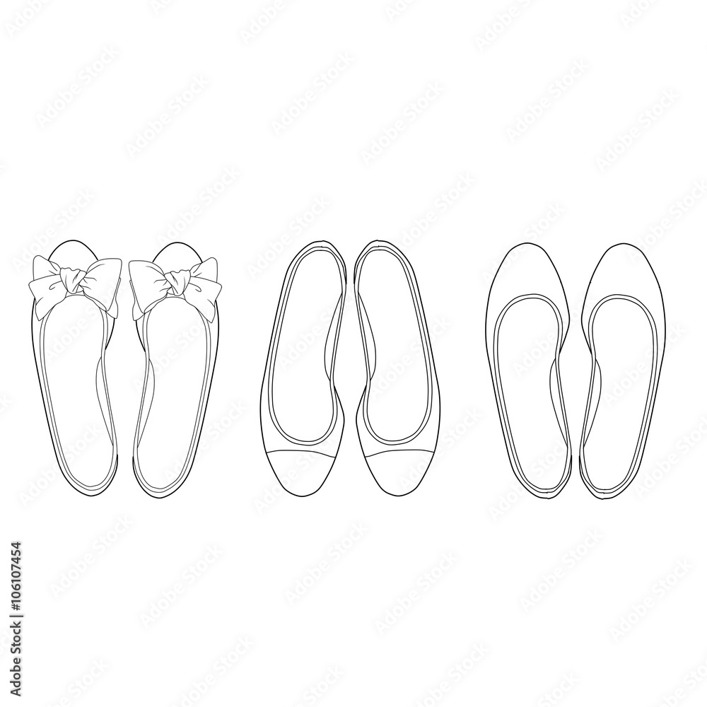 engagement Metropolitan Protestant Outline drawing of Flat shoes Stock Illustration | Adobe Stock