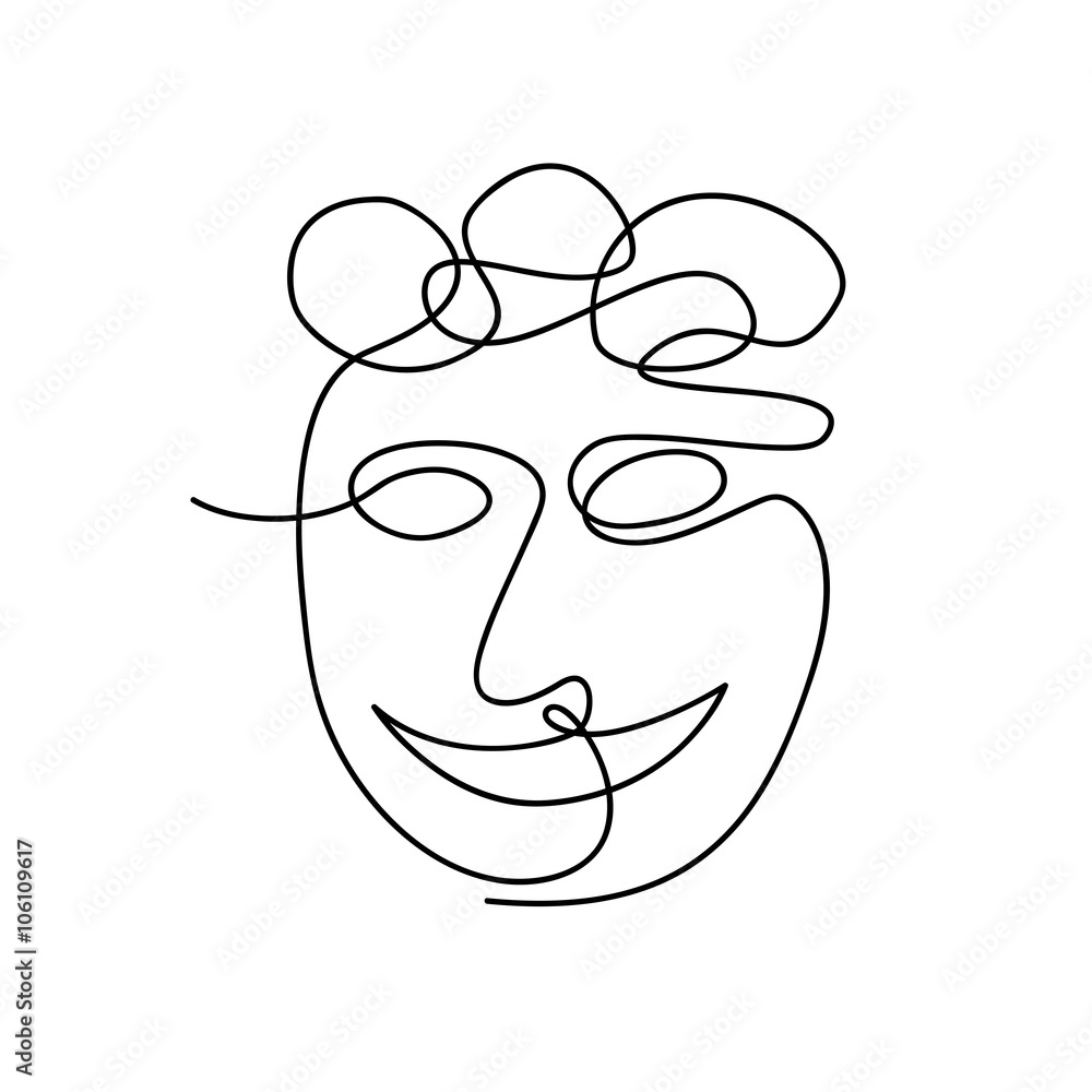 Fototapeta premium Vector continuous line. Abstract portrait of a woman