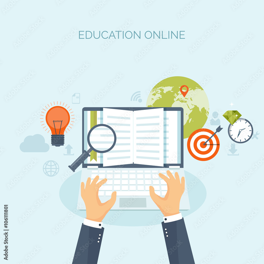 Vector illustration. Flat backgrounds set. Distance education,learning. Online courses, web school. Knowledge,information. Study process. E-learning. Vector illustration. Flat backgrounds set. Distance education,learning. Online courses, web school. Knowledge,information. Study process. E-learning.