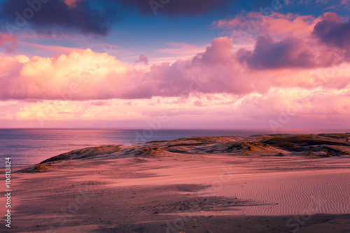 Sunset over Parnidis dune in autumn  Neringa  Lithuania