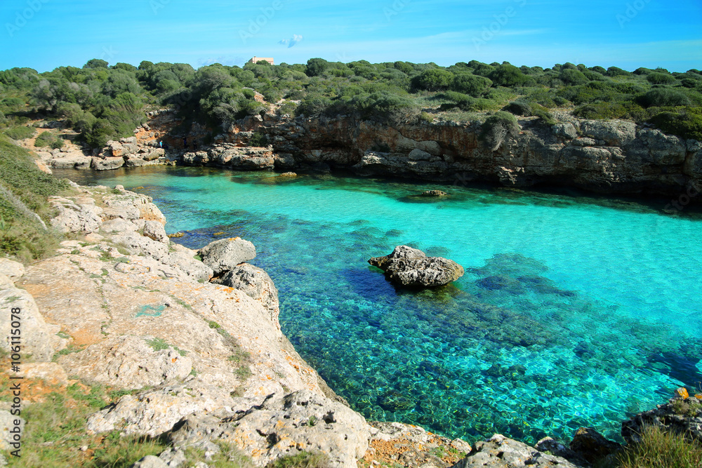 Majorca, Cala Petita, a hidden little bay with turquoise water