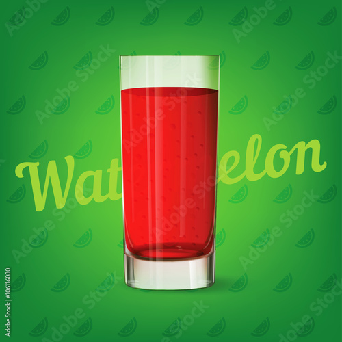 Vector image of fresh cool red glass of watermelon juice
