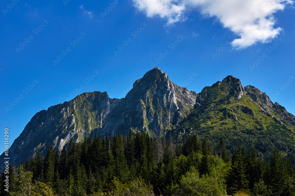 Mountain peaks and slopes in the Western Tatras in Poland.