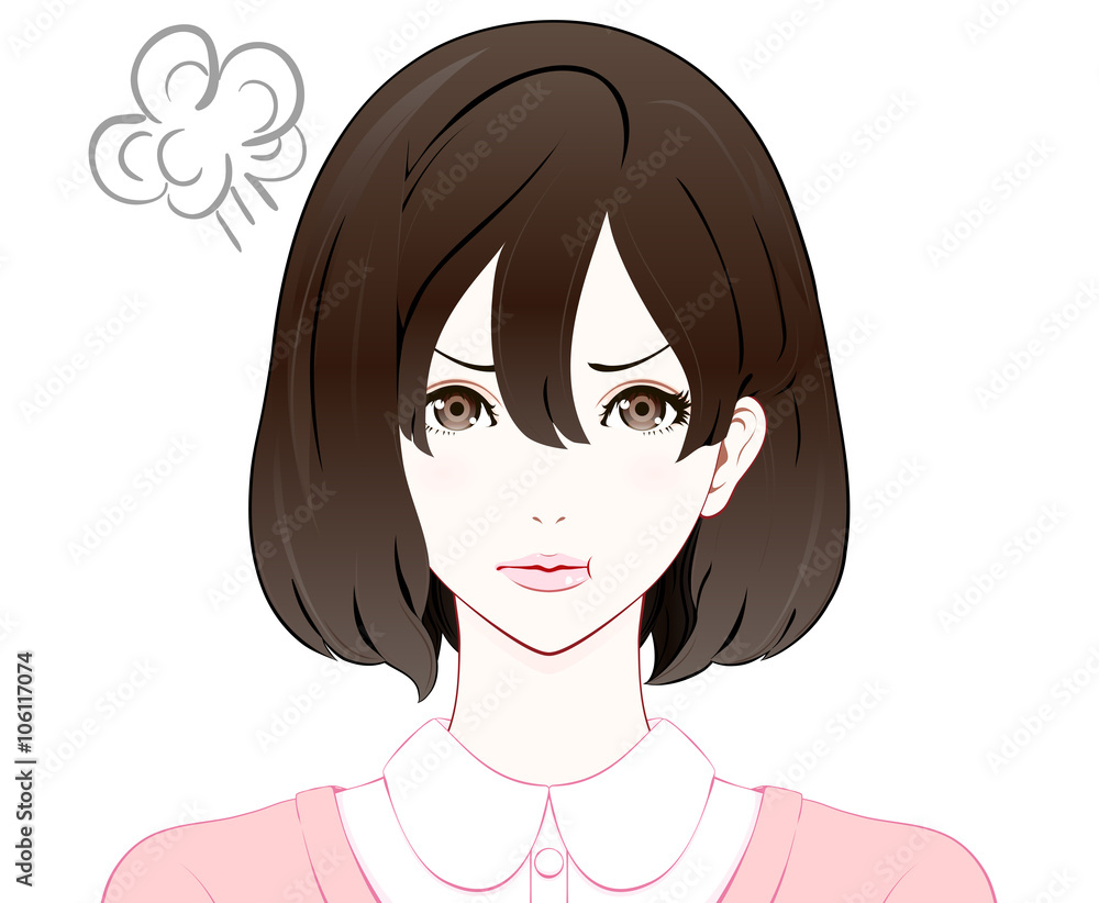 女性の表情 怒る 春服 Stock イラスト Adobe Stock