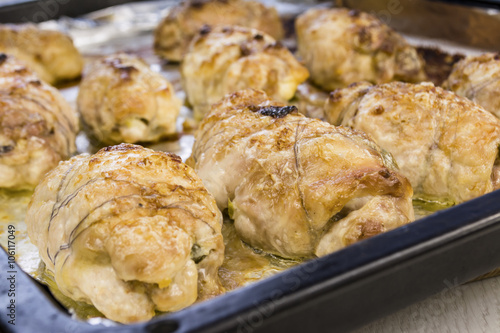 Baked chicken fillet stuffed with vegetables