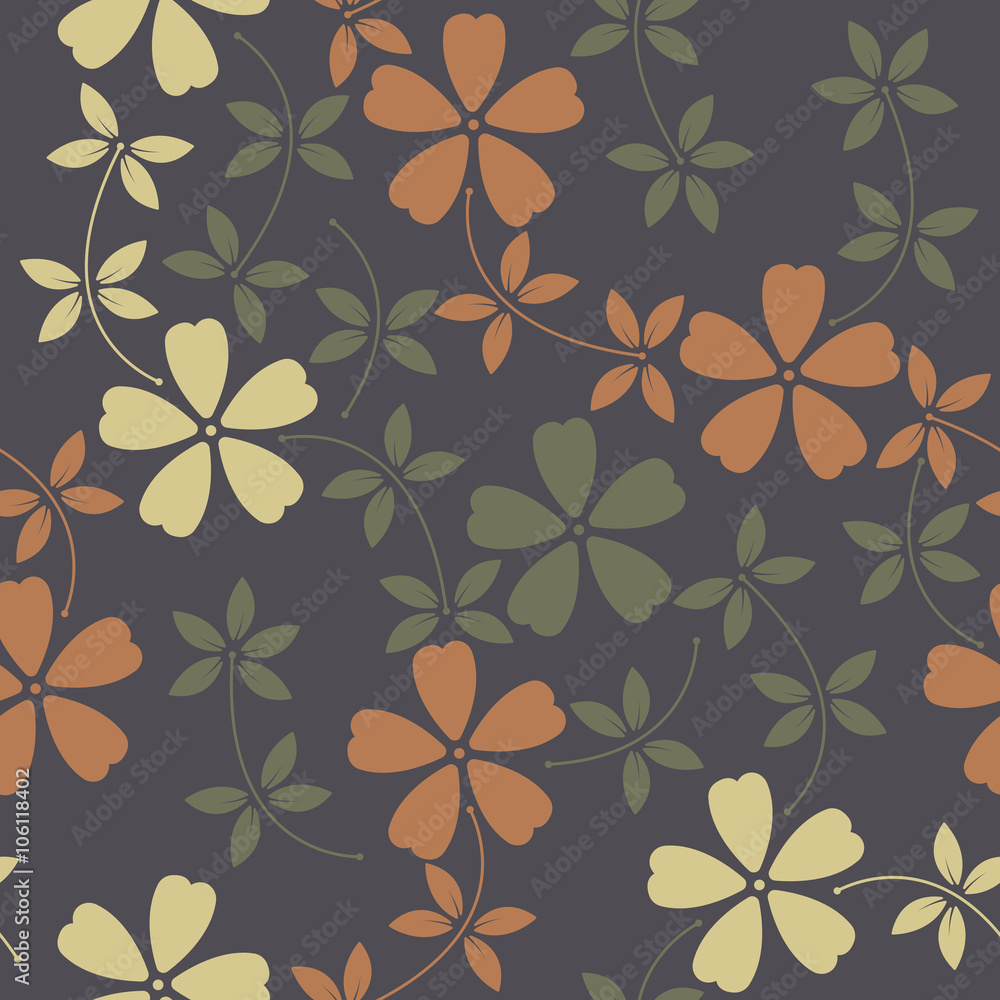 Elegant seamless pattern with decorative flowers and leaves Elegant seamless pattern with decorative flowers and leaves