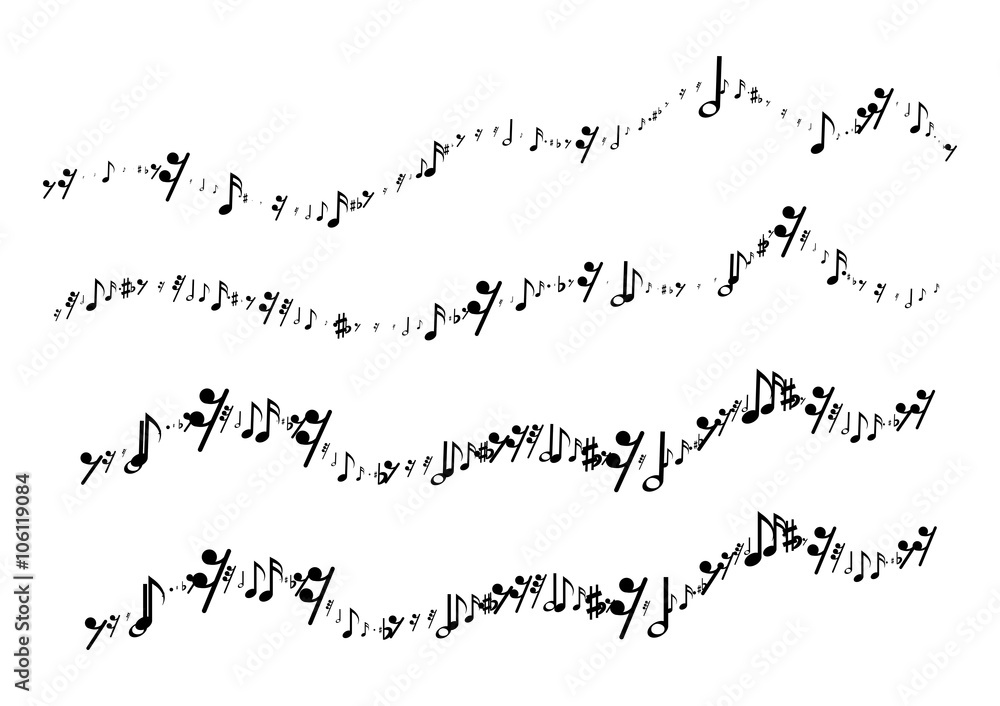 Fototapeta premium Musical notes in the form of a wavy line