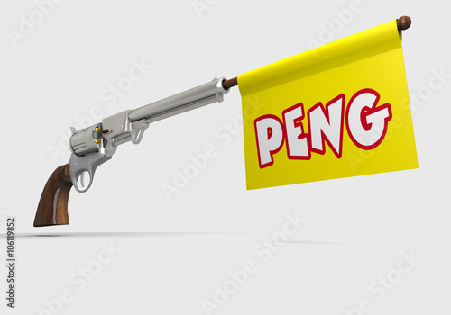 Pistole mit Banner PENG  photo