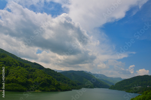 beautiful landscape from lake barrage