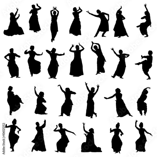 silhouettes indian dancers