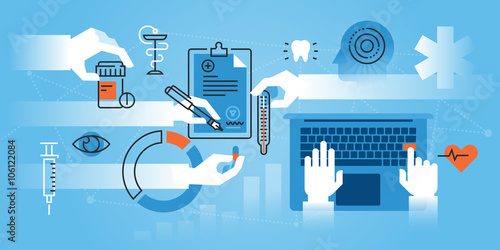 Flat line design website banner of medical school, medical specialization
Modern vector illustration for web design, marketing and print material.
