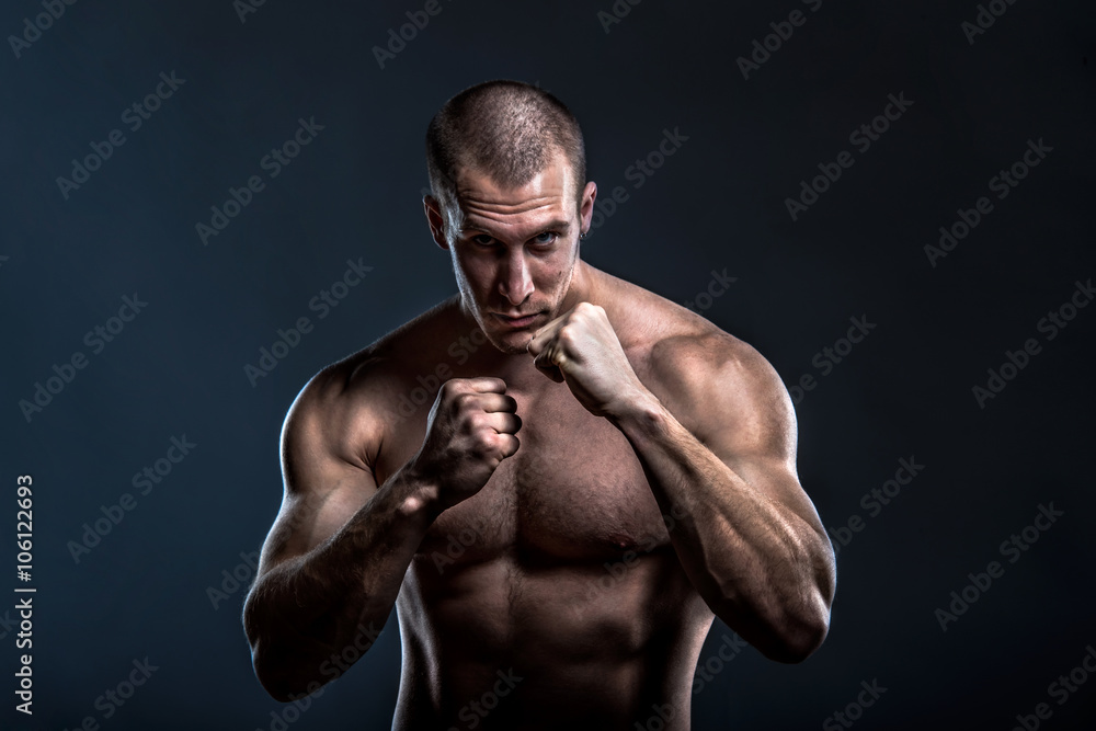tough muscular powerful male fighter portrait tough muscular powerful male fighter portrait