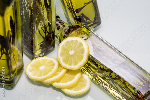 lemon slices in different form with olive oil
