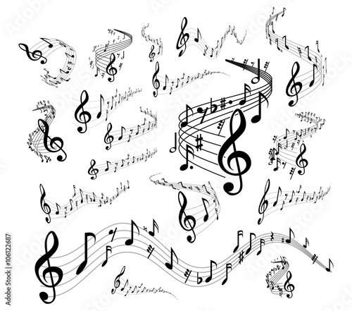 Musical staves on white