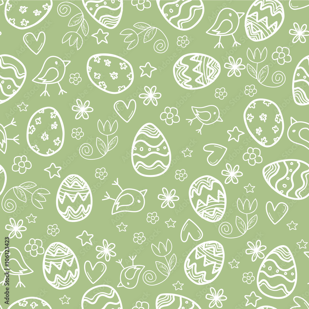 Doodle easter pattern