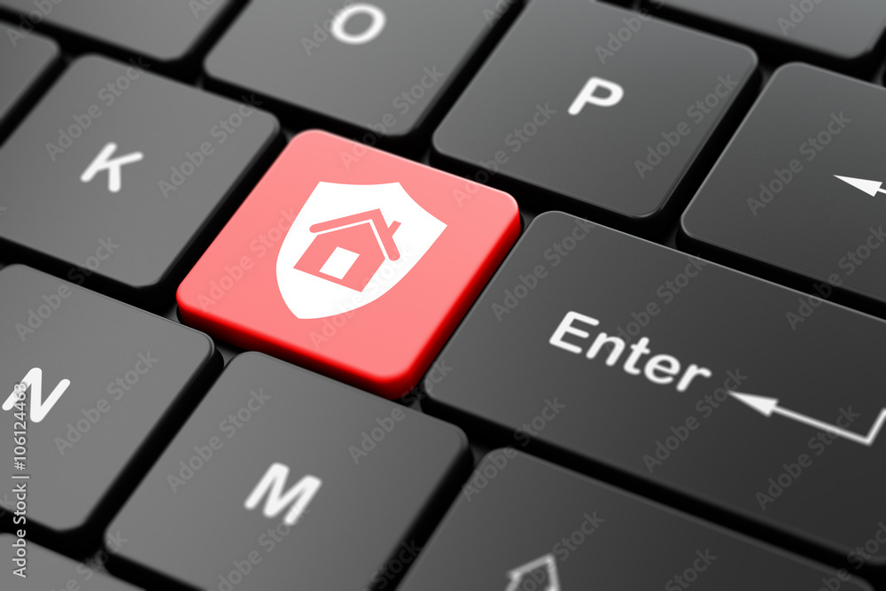 Finance concept: Shield on computer keyboard background Finance concept: Shield on computer keyboard background