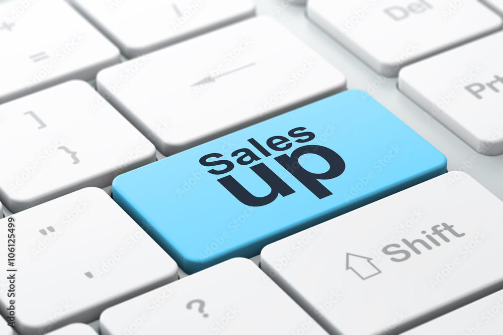 Advertising concept: Sales Up on computer keyboard background Advertising concept: Sales Up on computer keyboard background