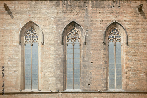 Church window of the Catedral del Mar in Barcelona, Spain