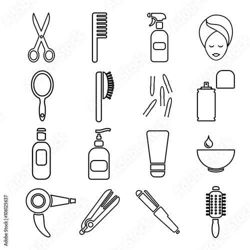 hairstyle thin line icon set