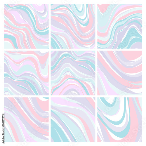 Set of Marble Patterns - Abstract Texture with Soft Pastels 2016 Trand Colors - in vector